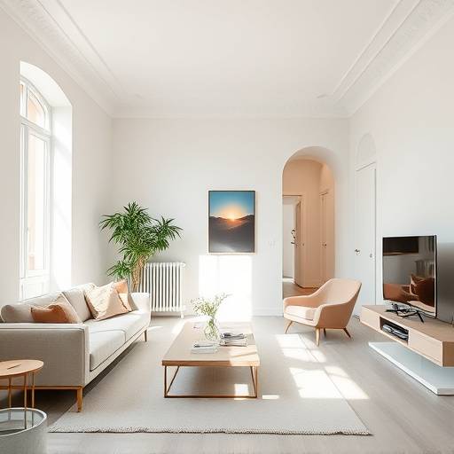 A bright and airy Milan apartment showcasing minimalist design elements, including clean lines and neutral colors.