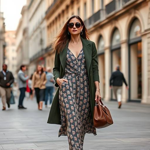 A stylish woman walking down a Milan street, showcasing the latest fashion trends.