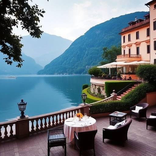 Brochure design for a luxury hotel in Lake Como, featuring scenic photography and elegant typography.