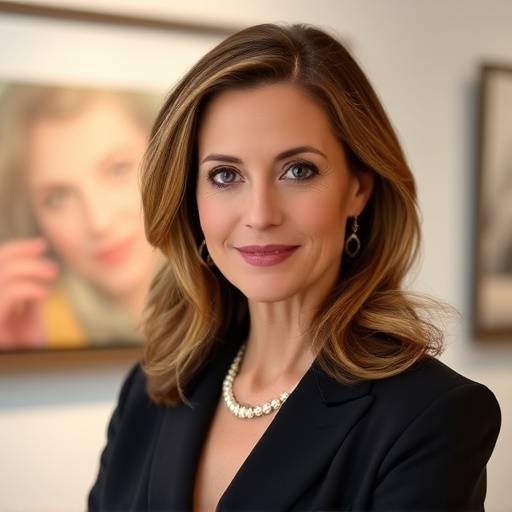 Headshot of Isabella Rossi, art gallery owner, looking sophisticated