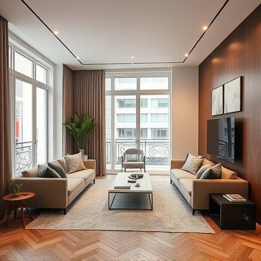 Interior design rendering for a modern Milanese apartment