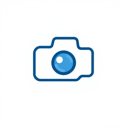 Photography service icon representing a camera lens