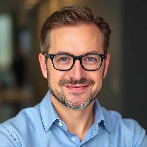 Portrait of Paolo Martini, marketing director, smiling confidently